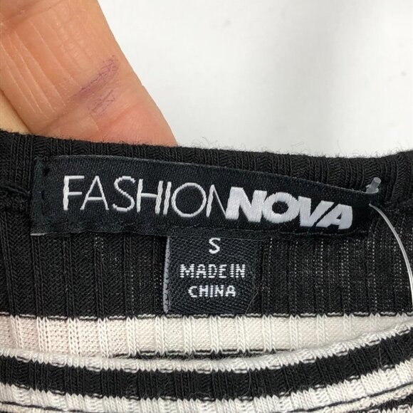 NWT Fashion Nova Black/White High Neck Janessa Striped Tank Bodycon Dress S - Picture 5 of 15